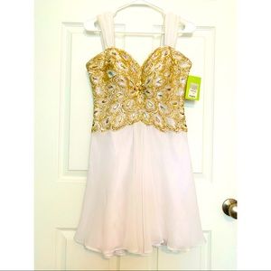 White Beaded Midi Prom Dress